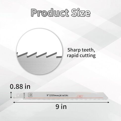 10-Pack 9-Inch Bi-Metal Reciprocating Saw Blades, 14 TPI Heavy Duty Metal Cutting Blades for Steel Pipe, Rebar, Sheet Metal, Cast Iron Nails – Universal Fit for Most Reciprocating Saws Sabre Saws in Kuwait