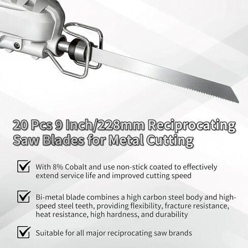 10-Pack 9-Inch Bi-Metal Reciprocating Saw Blades, 14 TPI Heavy Duty Metal Cutting Blades for Steel Pipe, Rebar, Sheet Metal, Cast Iron Nails – Universal Fit for Most Reciprocating Saws Sabre Saws in Kuwait