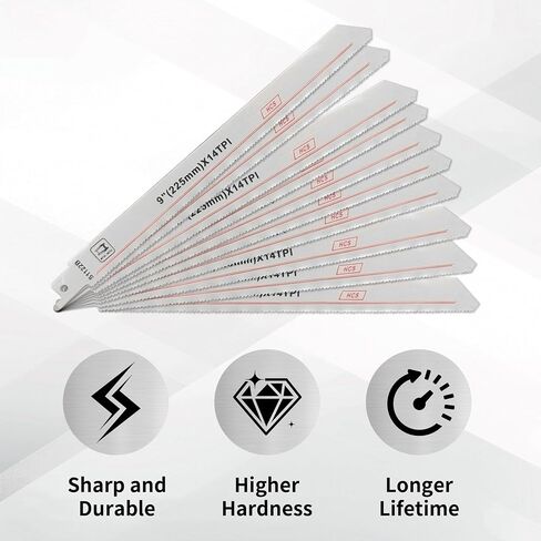 10-Pack 9-Inch Bi-Metal Reciprocating Saw Blades, 14 TPI Heavy Duty Metal Cutting Blades for Steel Pipe, Rebar, Sheet Metal, Cast Iron Nails – Universal Fit for Most Reciprocating Saws Sabre Saws in Kuwait