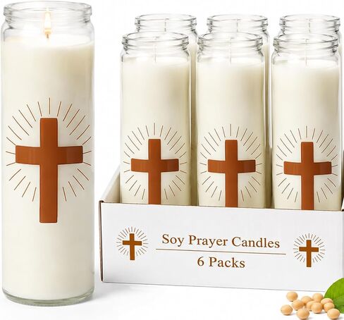 Natural Soy Prayer Candles - 9 Day Devotional Candles in Glass with 120 Hours Long Burn Time, Pure Fragrance Religious Candles Catholic for Memorials, Vigil, Church in Saudi Arabia