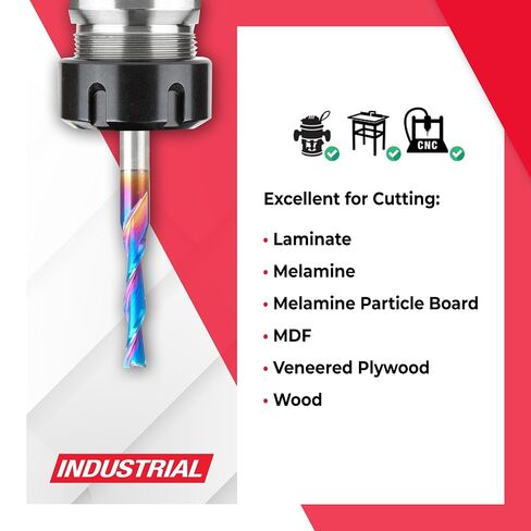 Amana Tool Solid Carbide Spektra Extreme Tool Life Spiral Plunge Router Bit Down-Cut, 48340-K, 3/16 Dia x 1 CH x 1/4 SHK 3 Inch Long in Kuwait