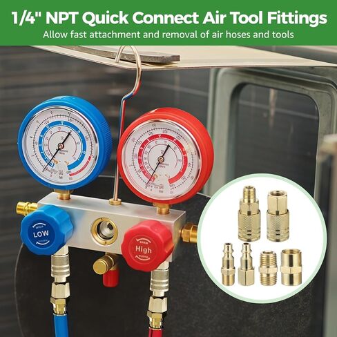 45 PCS Air Coupler & Plug Kit, 1/4 in NPT Quick Connect Air Fittings Set, Industrial M Style Couplers Plugs, Copper Plated Iron with Brass Hex, 300 PSI, Air Compressor Accessories in Kuwait