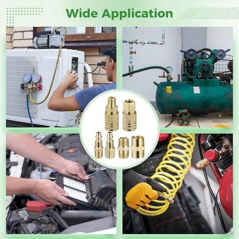 45 PCS Air Coupler & Plug Kit, 1/4 in NPT Quick Connect Air Fittings Set, Industrial M Style Couplers Plugs, Copper Plated Iron with Brass Hex, 300 PSI, Air Compressor Accessories in Kuwait