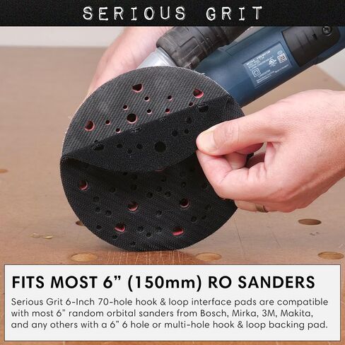 6-Inch 70-Hole Hook & Loop Pad Savers - 3 Pack | Fits Mirka, Other 6" Sanders - Interface Pad Protector For OEM Backing Pads - Improves Grip with Mesh Sanding Discs in Saudi Arabia