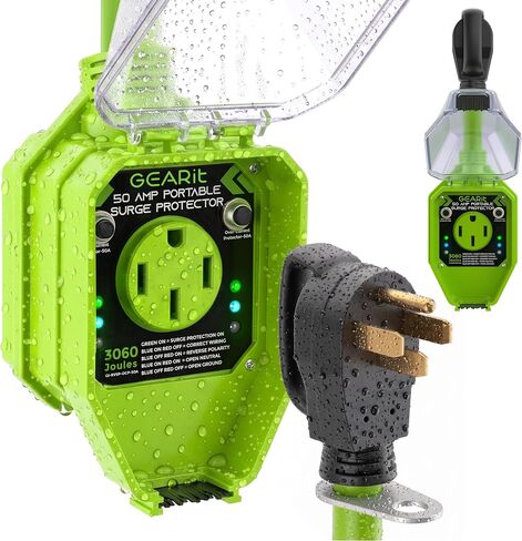 GearIT RV Surge Protector 50 Amp (Wi-Fi with in-APP) Real Time Monitor - Plug, Inlets, Receptacles - Protects Against Voltage Surges, Reverse Polarity, and Open Ground - Monitor Voltage, Amps, Watts in Kuwait