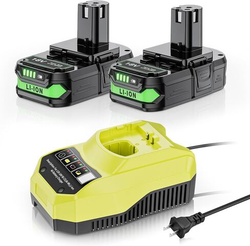 2 Pack 4.0Ah 18V Battery Replacement for Ryobi 18V Battery and Charger Combo Compatible with Ryobi ONE+ P108 P102 P103 P104 P105 P107 P109 P122 Cordless Power Tools in Kuwait
