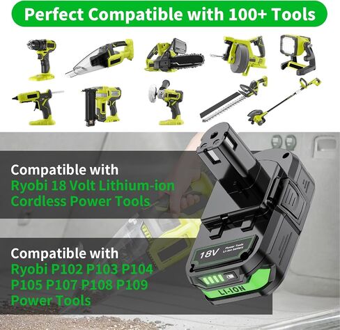 2 Pack 4.0Ah 18V Battery Replacement for Ryobi 18V Battery and Charger Combo Compatible with Ryobi ONE+ P108 P102 P103 P104 P105 P107 P109 P122 Cordless Power Tools in Kuwait