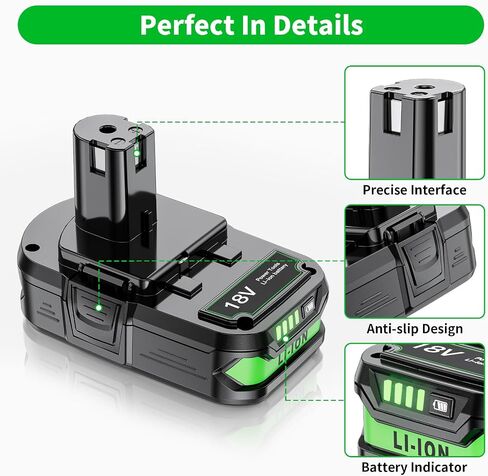 2 Pack 4.0Ah 18V Battery Replacement for Ryobi 18V Battery and Charger Combo Compatible with Ryobi ONE+ P108 P102 P103 P104 P105 P107 P109 P122 Cordless Power Tools in Kuwait