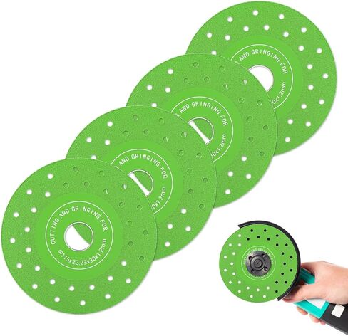 Diamond Saw Blades, 4.5 Inch Ceramic Diamond Grinding Discs, 4Pcs Diamond Cutting Discs for Ceramic, Tile, Glass, Stone, Quartz Marble Cutting Tools, Tile Cutting Wheels in Kuwait