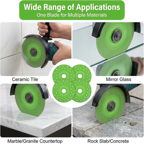 Diamond Saw Blades, 4.5 Inch Ceramic Diamond Grinding Discs, 4Pcs Diamond Cutting Discs for Ceramic, Tile, Glass, Stone, Quartz Marble Cutting Tools, Tile Cutting Wheels in Kuwait