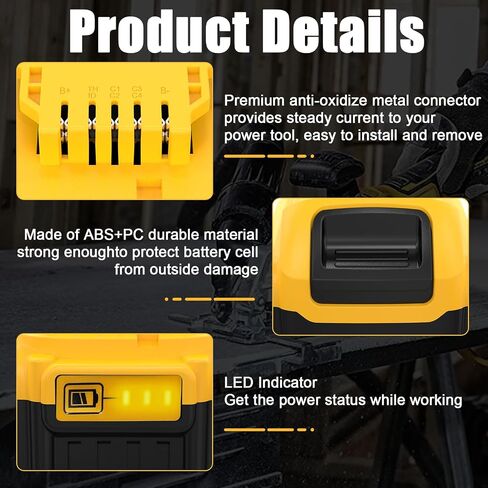6.0Ah Replacement for Dewalt 20V Max Battery with High Capacity Batteries Compatible with DCB200 DCB201 DCB203 DCB204 DCB206 for Cordless Power Tools 20 Volt Baterías (2 Pack) in Kuwait