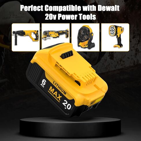6.0Ah Replacement for Dewalt 20V Max Battery with High Capacity Batteries Compatible with DCB200 DCB201 DCB203 DCB204 DCB206 for Cordless Power Tools 20 Volt Baterías (2 Pack) in Kuwait