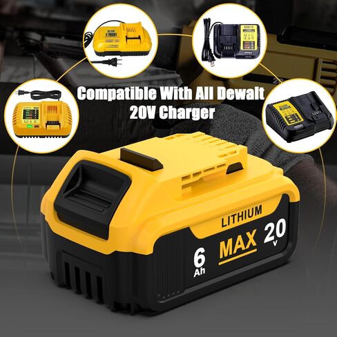 6.0Ah Replacement for Dewalt 20V Max Battery with High Capacity Batteries Compatible with DCB200 DCB201 DCB203 DCB204 DCB206 for Cordless Power Tools 20 Volt Baterías (2 Pack) in Kuwait
