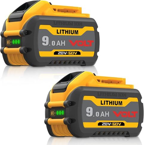 9.0Ah/3.0Ah Replacement for Dewalt 20V/60V Battery DCB606 2Pack | Fits DCB609 DCB612, Compatible with Dewalt 20V/60V Cordless Power Tools and Chargers in Kuwait