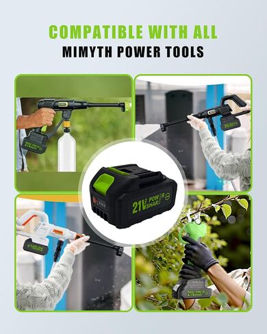 MIMYTH 21V Battery Replacement & Supplement Cordless Power Tools (Cordless Pressure Washer), 21 Volt Lithium Battery with Power Chargers, Cordless Tool Battery Packs in Kuwait