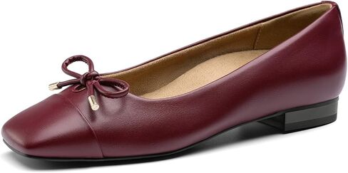 Athlefit Ballet Flats Shoes for Women Square Toe Bowknot Arch Support Ballerina Flats Dressy Comfortable in Kuwait