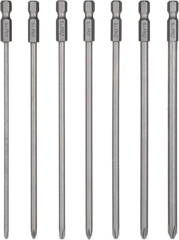 7Pcs Long Phillip Cross Screwdriver Bit Sets - 6 Inch Length | Steel Alloy Cross Phillip Head Drill Bits PH1(3mm) PH1(4mm) PH1 (4.5mm) PH2(4mm) PH2(4.5mm) PH2(5mm) PH2(6mm) in Kuwait