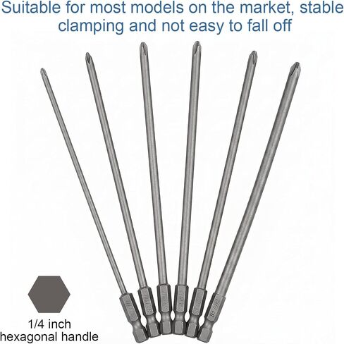 7Pcs Long Phillip Cross Screwdriver Bit Sets - 6 Inch Length | Steel Alloy Cross Phillip Head Drill Bits PH1(3mm) PH1(4mm) PH1 (4.5mm) PH2(4mm) PH2(4.5mm) PH2(5mm) PH2(6mm) in Kuwait