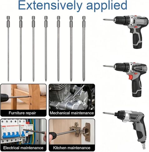 7Pcs Long Phillip Cross Screwdriver Bit Sets - 6 Inch Length | Steel Alloy Cross Phillip Head Drill Bits PH1(3mm) PH1(4mm) PH1 (4.5mm) PH2(4mm) PH2(4.5mm) PH2(5mm) PH2(6mm) in Kuwait