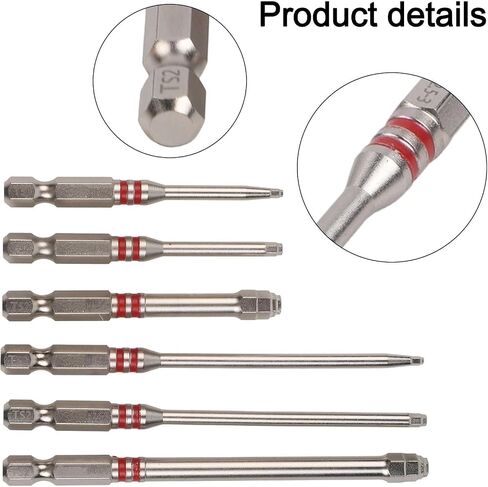 Screwdriver Bits Set 6pcs with Strong Magnetic Hex Shank Pagoda-Shaped Socket for Electric Drills Wrenches Multi-Size Metal Construction for Precise Torque Transmission Enhanced Stability in Kuwait
