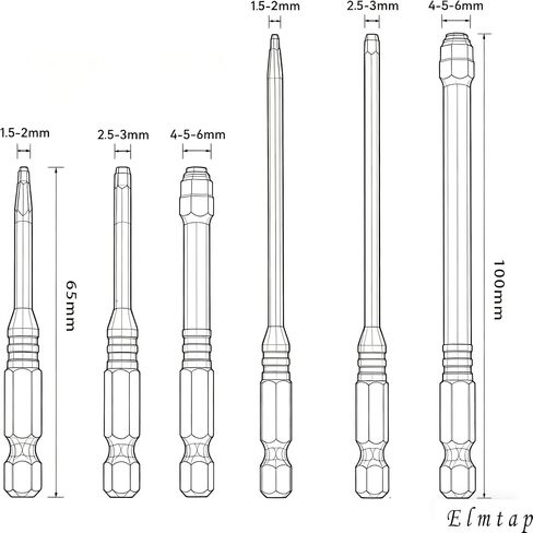 Screwdriver Bits Set 6pcs with Strong Magnetic Hex Shank Pagoda-Shaped Socket for Electric Drills Wrenches Multi-Size Metal Construction for Precise Torque Transmission Enhanced Stability in Kuwait