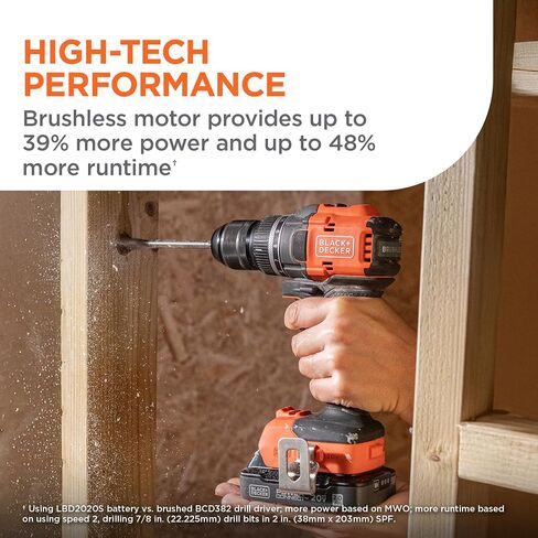 BLACK+DECKER 20V MAX Cordless Brushless ½-in. Drill Driver, 30 Pc. Drill Bit Set and Screwdriver Bit Set, 2Ah Battery and Charger Included, PowerConnect Electric Drill Cordless (BLD782PK30D1) in Kuwait