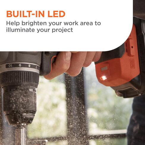 BLACK+DECKER 20V MAX Cordless Brushless ½-in. Drill Driver, 30 Pc. Drill Bit Set and Screwdriver Bit Set, 2Ah Battery and Charger Included, PowerConnect Electric Drill Cordless (BLD782PK30D1) in Kuwait