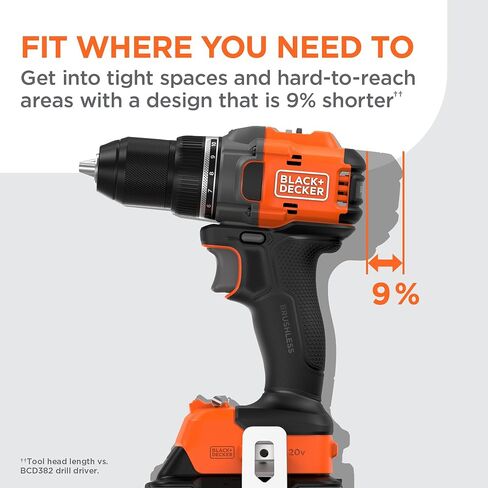 BLACK+DECKER 20V MAX Cordless Brushless ½-in. Drill Driver, 30 Pc. Drill Bit Set and Screwdriver Bit Set, 2Ah Battery and Charger Included, PowerConnect Electric Drill Cordless (BLD782PK30D1) in Kuwait