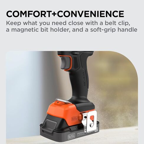 BLACK+DECKER 20V MAX Cordless Brushless ½-in. Drill Driver, 30 Pc. Drill Bit Set and Screwdriver Bit Set, 2Ah Battery and Charger Included, PowerConnect Electric Drill Cordless (BLD782PK30D1) in Kuwait