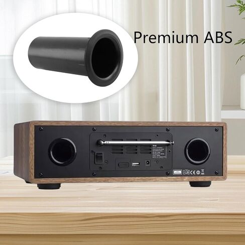 T Tulead 4.72 بوصة × 2.68 بوصة أنابيب منفذ مكبر الصوت ABS خزانة مكبر الصوت أنبوب منفذ أسود باس منافذ الهواء 2 بوصة قطر التثبيت حزمة من 4 in Kuwait