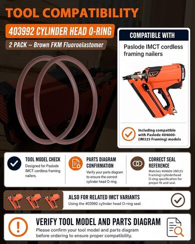 2Pack 403992 O-Ring Seal, FKM Fluoroelastomer Seal Ring Compatible with Paslode Impulse Framing Nailer Models IM350, IM350CT and 404600-(IM325 Framing), Nail Gun Maintenance Seal in Kuwait