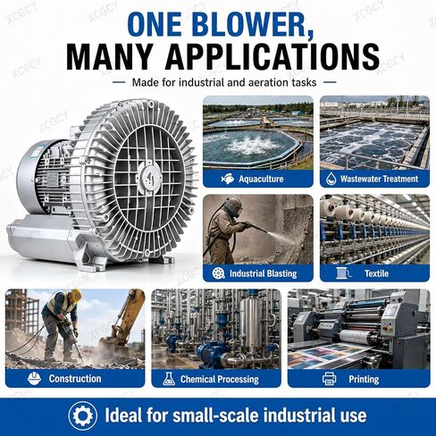 Regenerative Blower, High Pressure Vortex Fan Aerator, 750W 110V 60Hz Single Phase, 2850rpm Large Airflow Industrial Vacuum Pump for Air Blowing or Suction in Kuwait