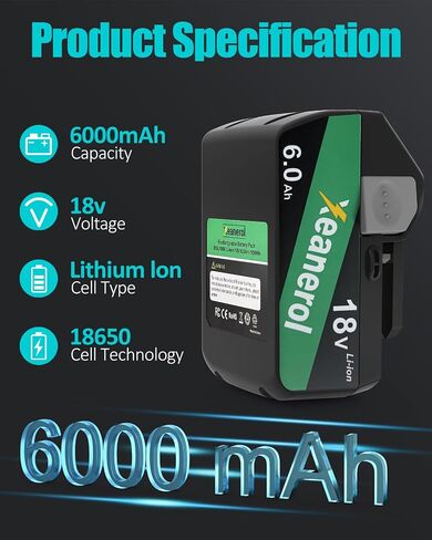 18V 6.0Ah Replacement for Metabo HPT 18V Battery, Lithium Ion Battery Compatible with Metabo Battery 18V, NV1845DA NR1838DKA NT1850DG NT1865DSA KC18DEXQB Cordless Power Tools in Saudi Arabia