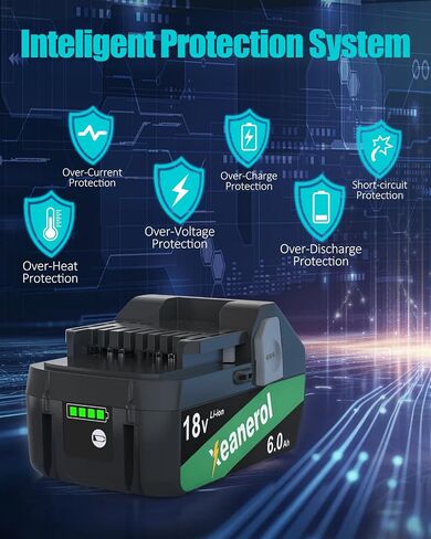 18V 6.0Ah Replacement for Metabo HPT 18V Battery, Lithium Ion Battery Compatible with Metabo Battery 18V, NV1845DA NR1838DKA NT1850DG NT1865DSA KC18DEXQB Cordless Power Tools in Saudi Arabia