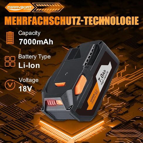 FERRYBOAT R840085 7.0Ah 18V Replacement for Ridgid 18V Battery Compatible with Rigid 18v Battery R840087 R840083 R840086 R840085 R840084 AC840085 AC840086 AC840087P AC840089 Power Tools 2Pack in Kuwait