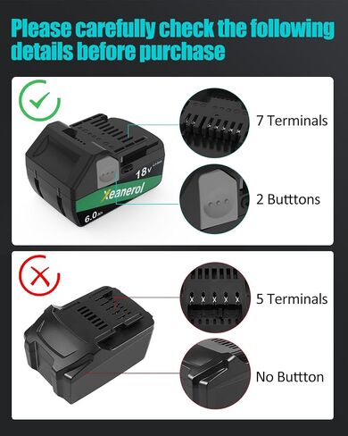 18V 6.0Ah Replacement for Metabo HPT 18V Battery, Lithium Ion Battery Compatible with Metabo Battery 18V, NV1845DA NR1838DKA NT1850DG NT1865DSA KC18DEXQB Cordless Power Tools in Saudi Arabia