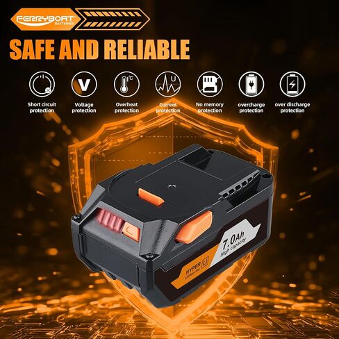 FERRYBOAT R840085 7.0Ah 18V Replacement for Ridgid 18V Battery Compatible with Rigid 18v Battery R840087 R840083 R840086 R840085 R840084 AC840085 AC840086 AC840087P AC840089 Power Tools 2Pack in Kuwait