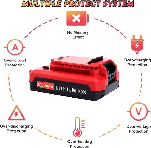 2 Packs 3600mAh PCC680L Battery Replacement for Porter Cable 20V Battery | Compatible with Porter Cable 20 Volt Batteries PCC681L PCC682L PCC685L PCC685LP in Kuwait