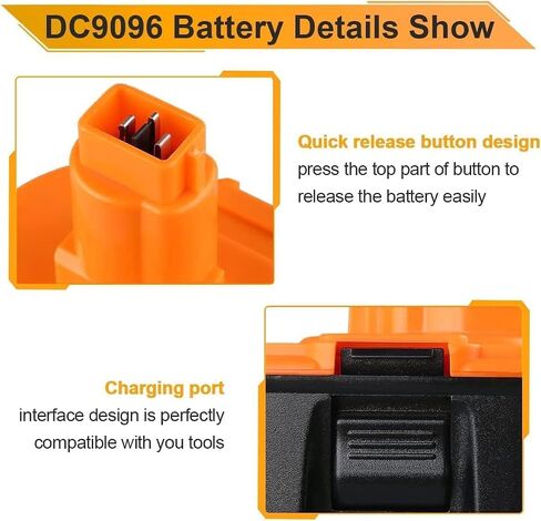 18V Replacement Battery for DeWALT DC9096: 5.0Ah Ni-Mh Batteries | Compatible with DC9098 DC9099 DW9095 DW9096 DW9098 Cordless Power Tools 2 Packs in Kuwait