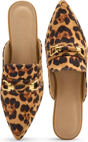 Womens Mules Buckle Flats: Classic Suede Slip On Shoes Dressy Pointed Toe Backless Loafers for Business Work Office in Kuwait