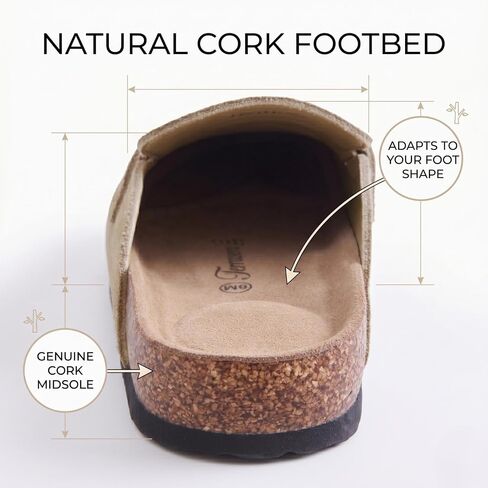 100% Genuine Leather Mules for Women Loafers & Slip-ons Comfortable | Women's Mules & Clogs Casual Backless with Arch Support Cork Footbed in Kuwait