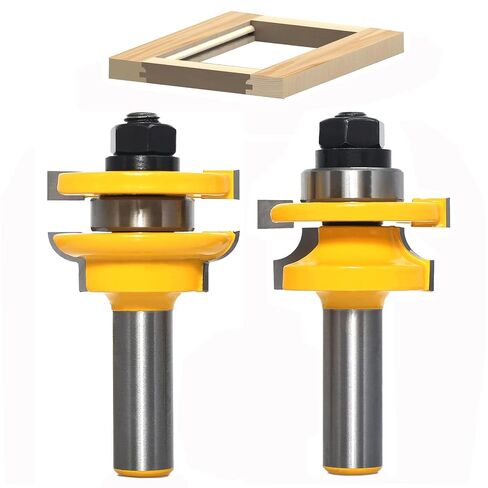 2PCS Rail and Stile Router Bit 1/2 Inch Shank, Round Over Style Cabinet Door Router Bit for Raise Panel Making Router in Kuwait