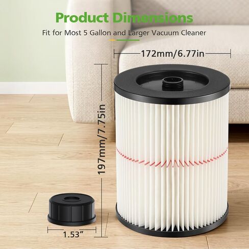 2 Pack 9-17816 Replacement Filter Compatible with Craftsman 9-17816 Wet/Dry Vacuum Cleaner Fit 5 gallon and Larger Vacuum Cleaner in Kuwait