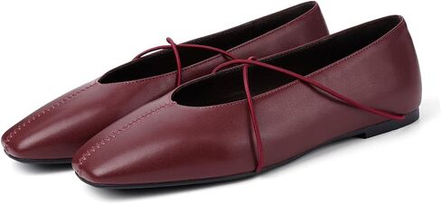 Ballet Flats for Women Square Toe Mary Jane Shoes | Memory Foam Insole, Arch Support, Criss Cross, Lace Up, Slip On, All Day Comfort, Low Heel, Daily Walking, Ballerina Flats in Kuwait
