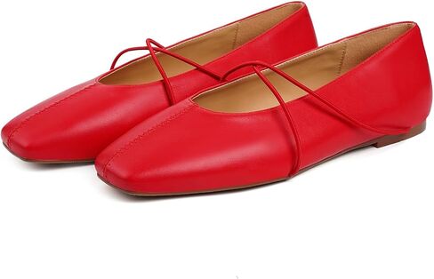 Ballet Flats for Women Square Toe Mary Jane Shoes | Memory Foam Insole, Arch Support, Criss Cross, Lace Up, Slip On, All Day Comfort, Low Heel, Daily Walking, Ballerina Flats in Kuwait