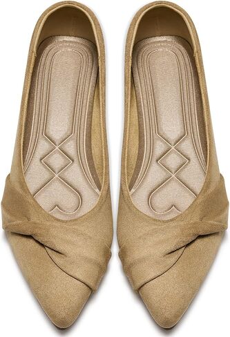 Women's Flats Ballet Shoes: Comfortable Pointed Toe Suede Bow Flat - Casual Slip On Dress Shoes for Business Work Office in Saudi Arabia