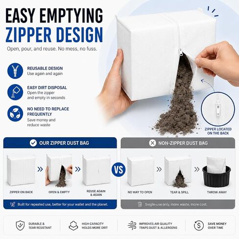 2 Pack Zipper Dust Bags Compatible with Roborock Q7 M5+, Q10 S5+, Q10 X5+, Q5 Max+, Q5+, Q5 Pro+, Q7 Max+, Q7 Max, Q7+, Q8 Max+, S8 Pro Ultra, S8+, S7 Pro Ultra, S7 Max/MaxV Ultra Auto-Empty Dock in Kuwait
