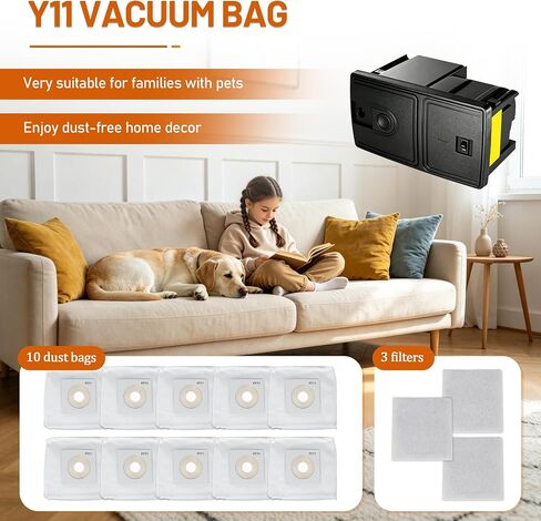 Y11 Vacuum Bags With 3 Motor Filters 10 Pack Compatible with InterVac RoadVac RV Central Vacuum System Models CSRM,CSRM-RC,CS-9 & Dometic CV1004-8 ​Part #Y11-5,5-Layer HEPA-Grade Disposable Dust Bags in Kuwait