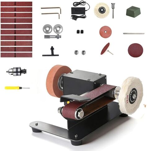 6-In-1 Mini Belt Sander Mini Belt Sander, Electric Small Sander Knife Sharpener Supplies, 7 Adjustable Speed, 795 Motor, Metal Wood DIY Handcraft, Tool & Knife Sharpening (Deluxe Set). in Kuwait