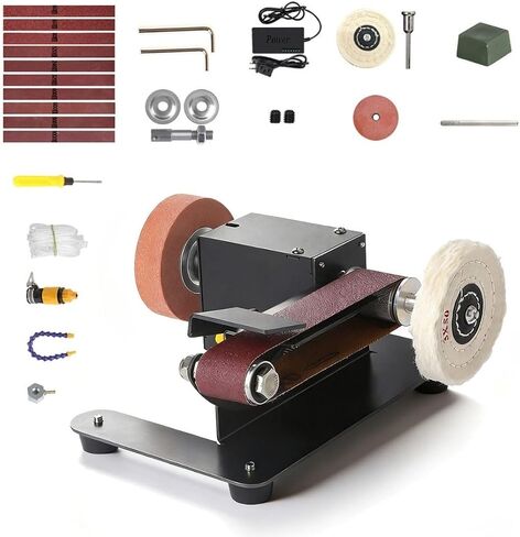 6-In-1 Mini Belt Sander Mini Belt Sander, Electric Small Sander Knife Sharpener Supplies, 7 Adjustable Speed, 795 Motor, Metal Wood DIY Handcraft, Tool & Knife Sharpening (Deluxe Set). in Saudi Arabia